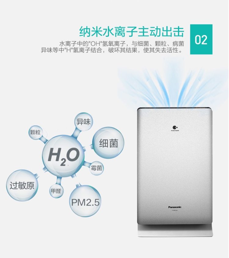 松下 纳米水离子空气净化器 除PM2.5/甲醛/异味/粉尘 图6