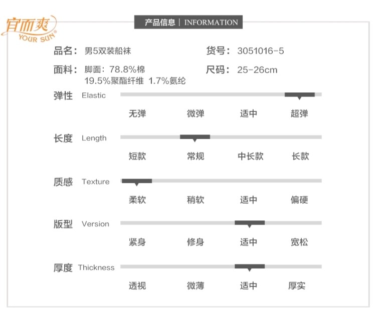 第二件0元宜而爽 男士隐形浅口短筒棉袜 10双 图1