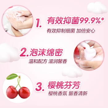 Dettol 滴露 樱桃芬芳 泡沫洗手液套装（ 250ml+补充袋225ml*2） *2件 图4