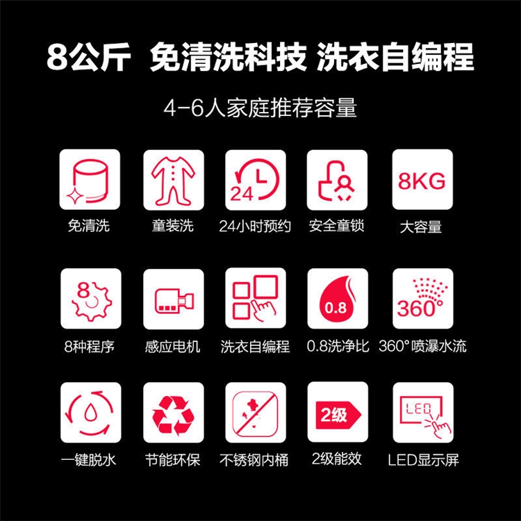 LittleSwan 小天鹅 TB80V20 全自动洗衣机 8公斤 图4