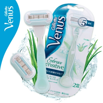 Gillette 吉列 Venus 维纳斯 芦荟抗敏感女士除毛刀（1刀架+2刀头） 图1