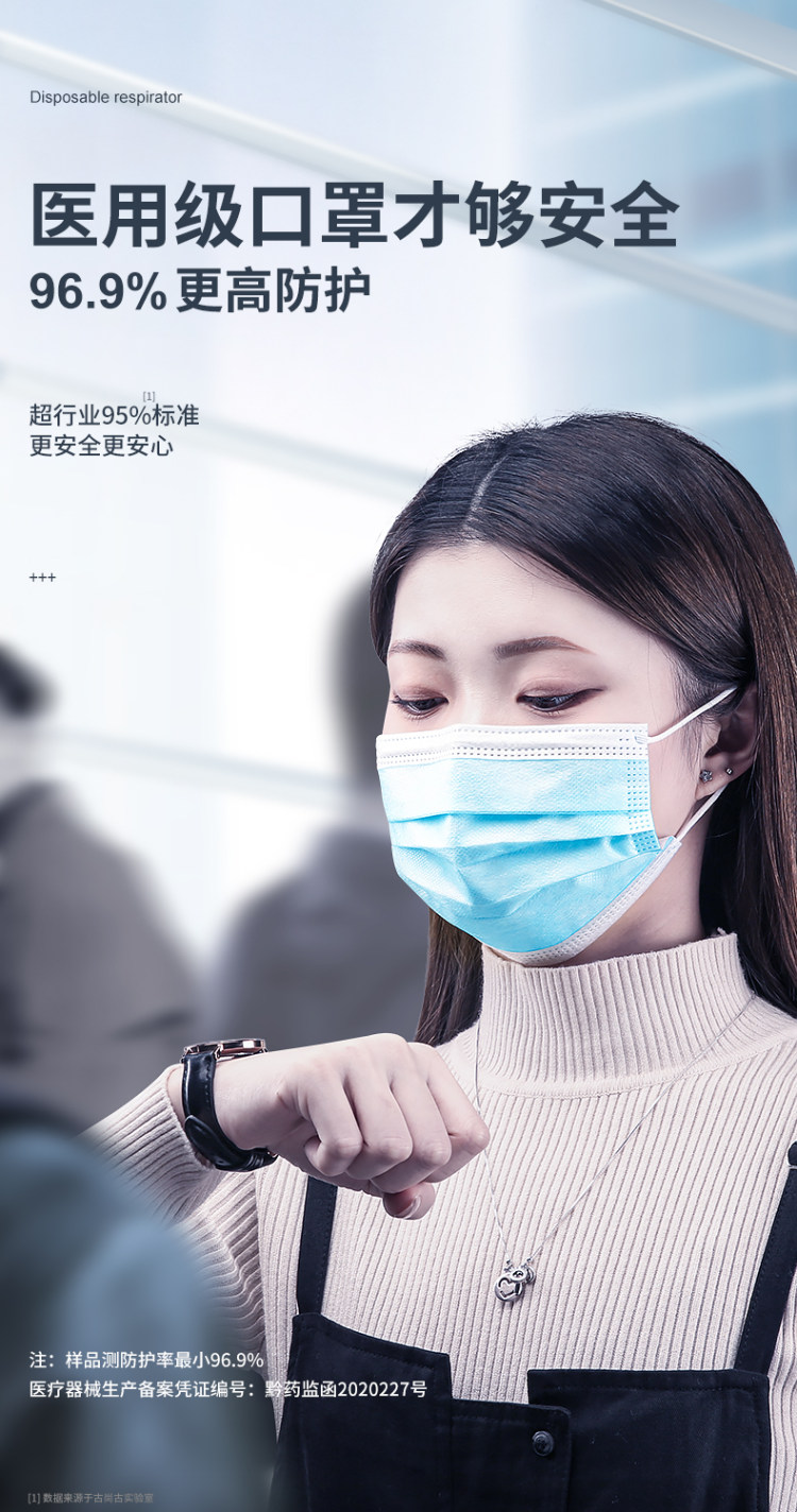 古尚古 一次性医用防护口罩 10只 图3