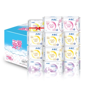 ABC KMS棉柔系列卫生巾 日夜组合装12包81片定制款（日用48片+夜用16片+超长9片+迷你巾8片） *3件 图1