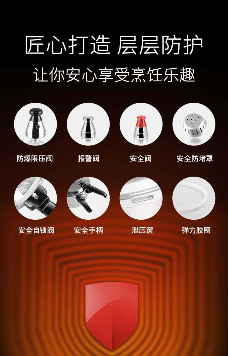 双喜 家用加厚安全高压锅 带蒸格 图4