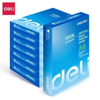 deli 得力 莱茵河 A4复印纸 80g 500张/包 8包/箱 图1