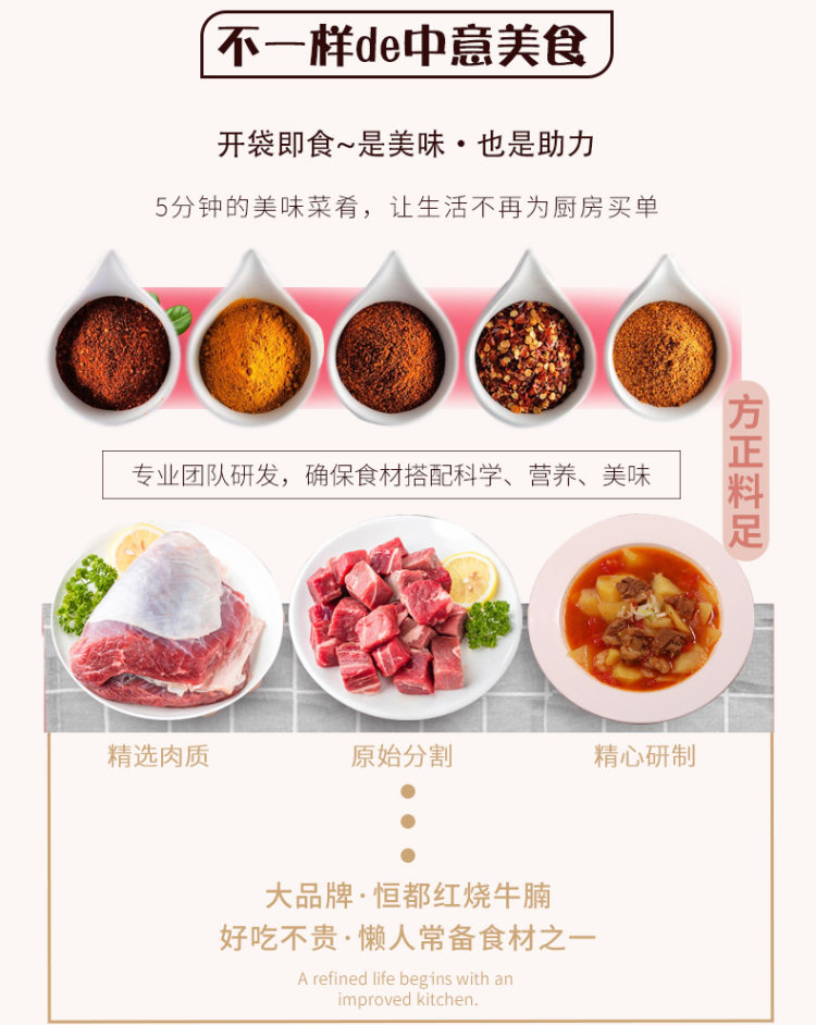 恒都 红烧牛腩半成品 开袋加热 250g*4袋 图4
