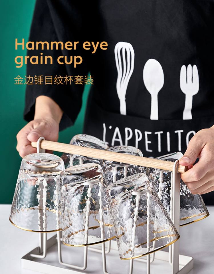 云纹山居 锤纹金边玻璃杯 6只装 图1