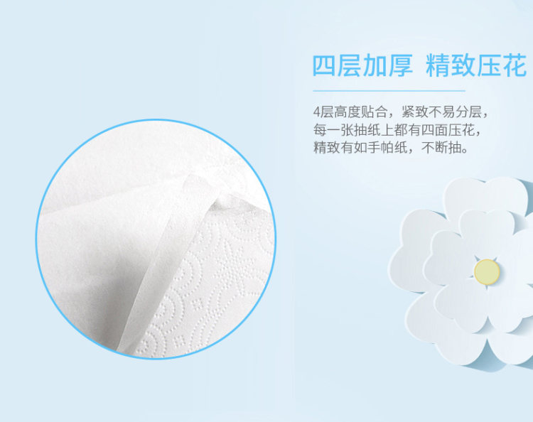 诗吉丽 高品质原木抽纸 4层印花 20包 图4
