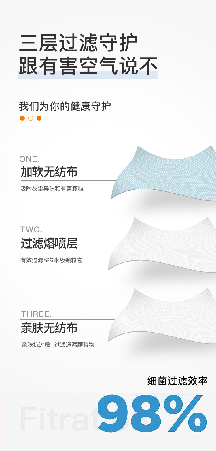 开学必备 快乐日记 儿童三层熔布口罩 20只 图3