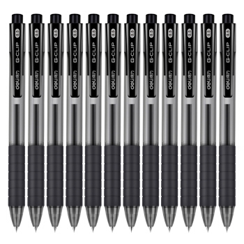 deli 得力 S06 按动中性笔 0.5mm 12支 黑色 *9件 图1
