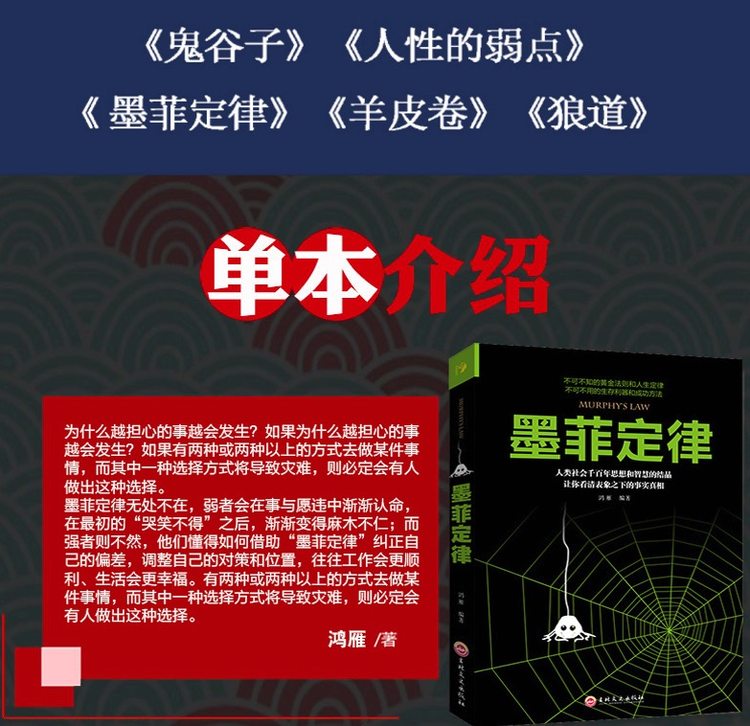 羊皮卷+墨菲定律 +人性的弱点卡耐基+鬼谷子+狼道 全5册 图3