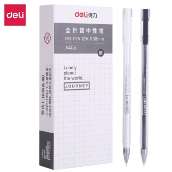 deli 得力 方寸格 全针管中性笔 0.38mm 黑色 12支 *6件 图2