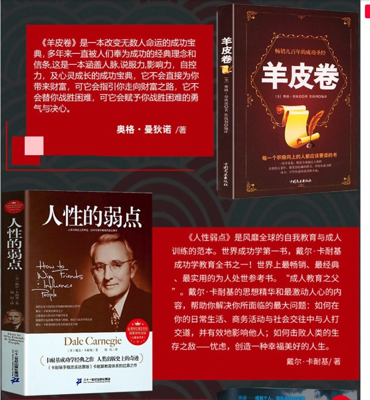 羊皮卷+墨菲定律 +人性的弱点卡耐基+鬼谷子+狼道 全5册 图5