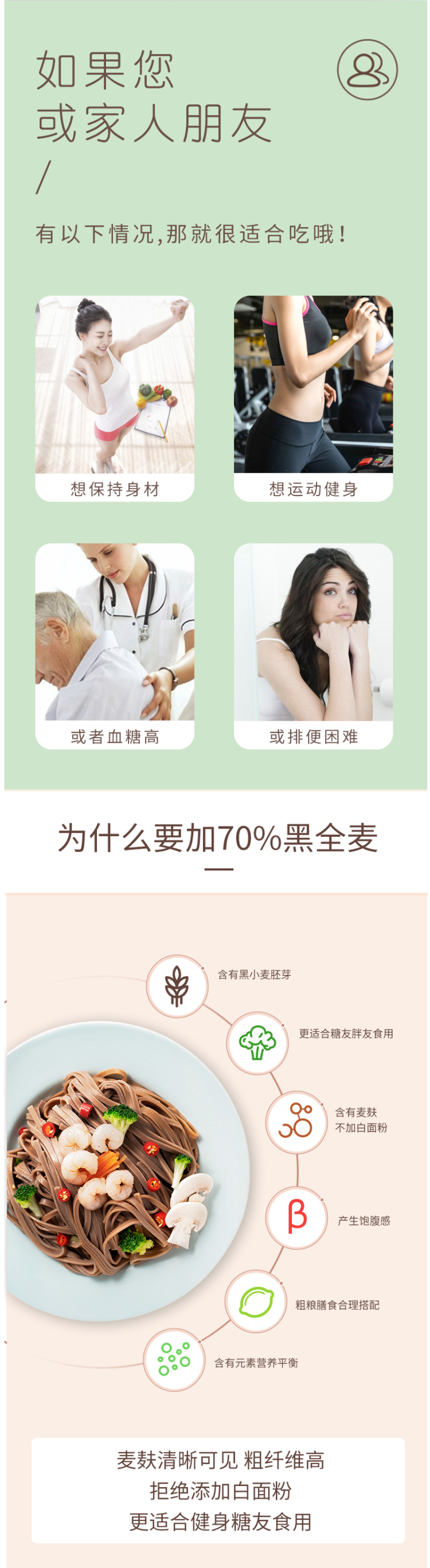 依恋 ​0脂肪低升糖 全麦荞麦挂面 200g*10袋 图5