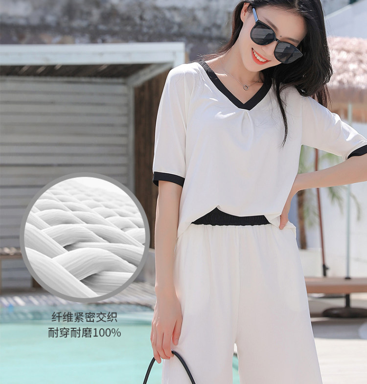 宝娜斯 夏季冰丝睡衣可外穿家居服套装 图4