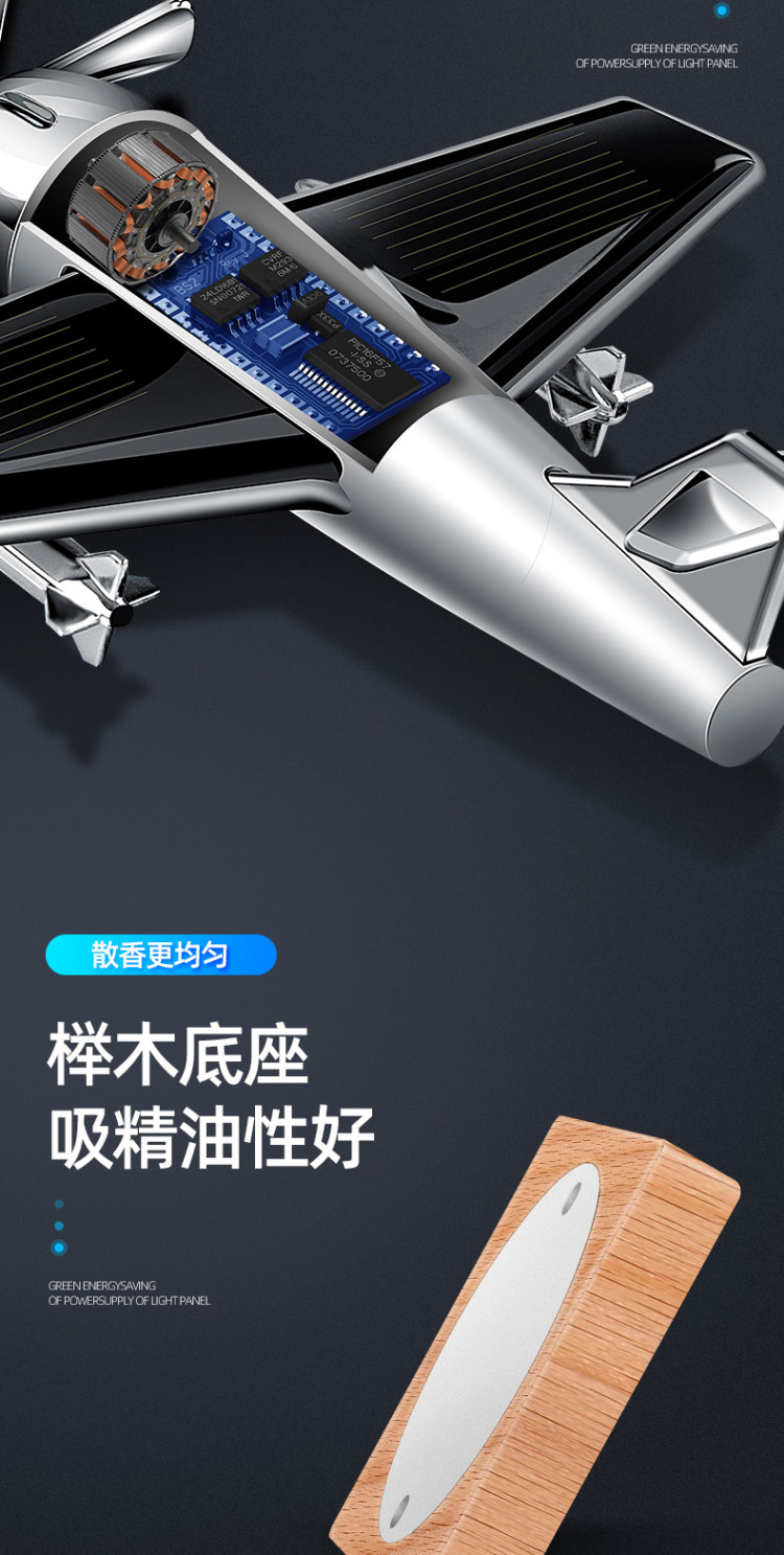 绿小途 车载太阳能飞机 香薰摆件 图6