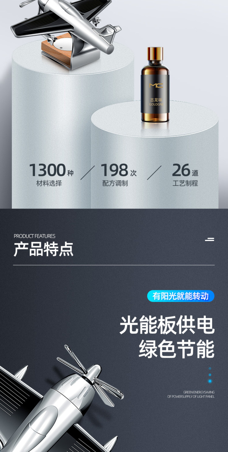 绿小途 车载太阳能飞机 香薰摆件 图4