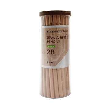 MATE-IST 欧标 B1402 原木六角2B铅笔 50支/桶 *5件 图2
