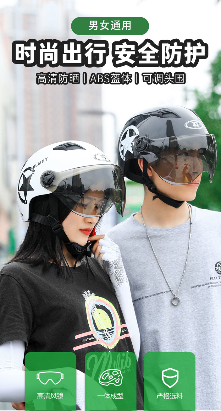 电瓶车头盔 图1