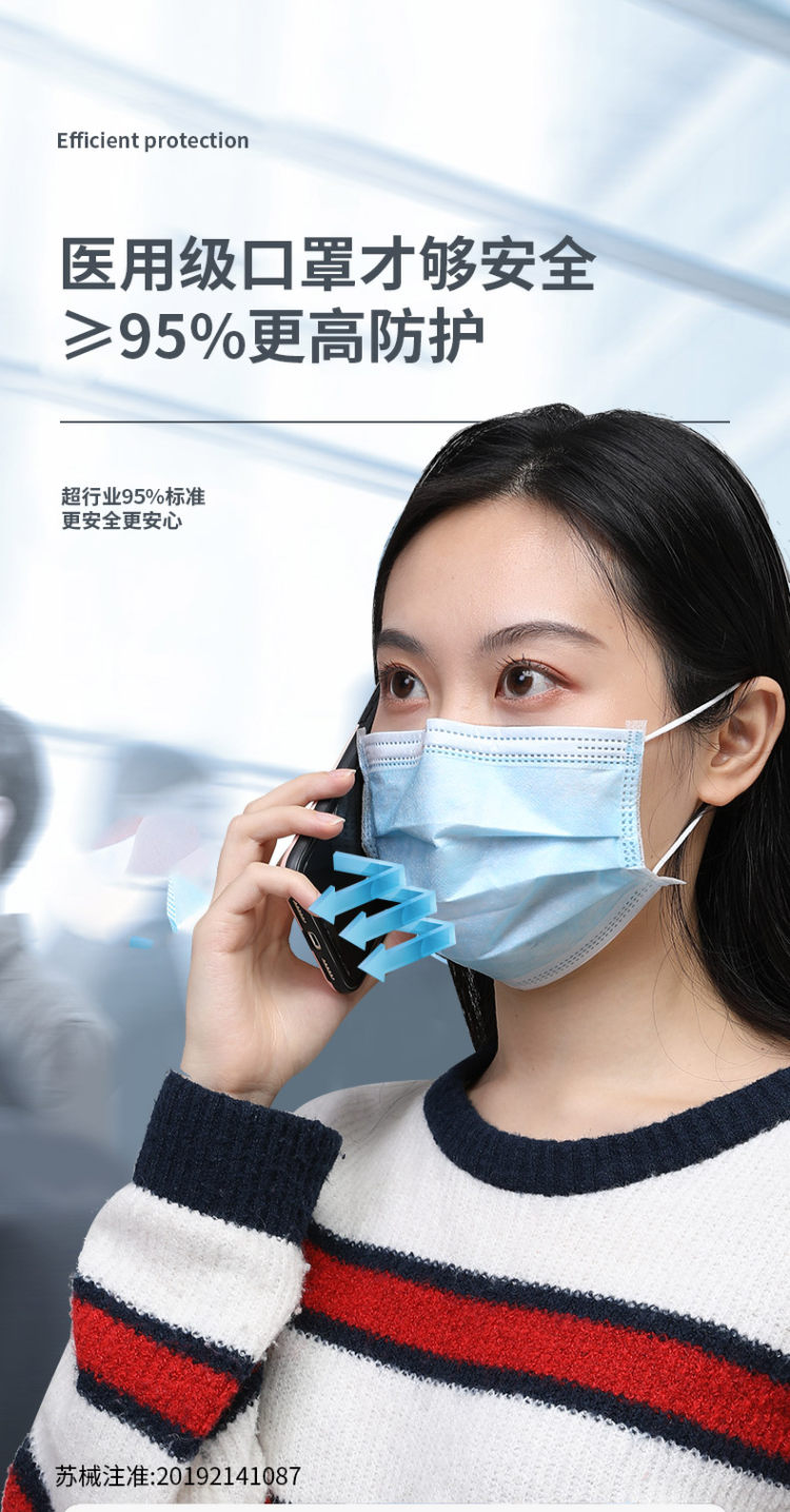 如爵 一次性医用口罩 50只 药监局备案 图1