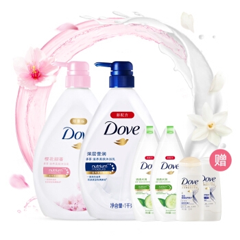 Dove 多芬 滋养美肤沐浴露套装（1kg*2+190ml*2+50ml*2+赠沐浴露660g） *3件 图1