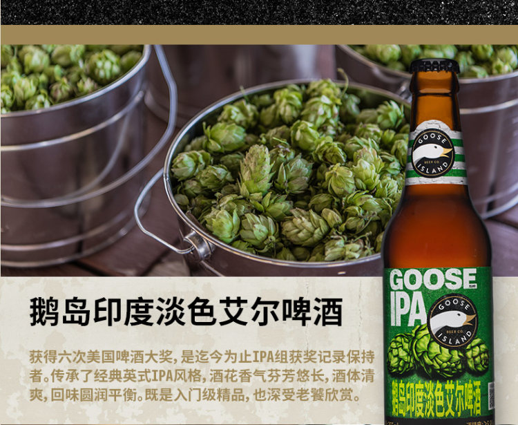 6获美国啤酒大奖 百威 鹅岛 IPA精酿啤酒 355ml*12瓶 图2