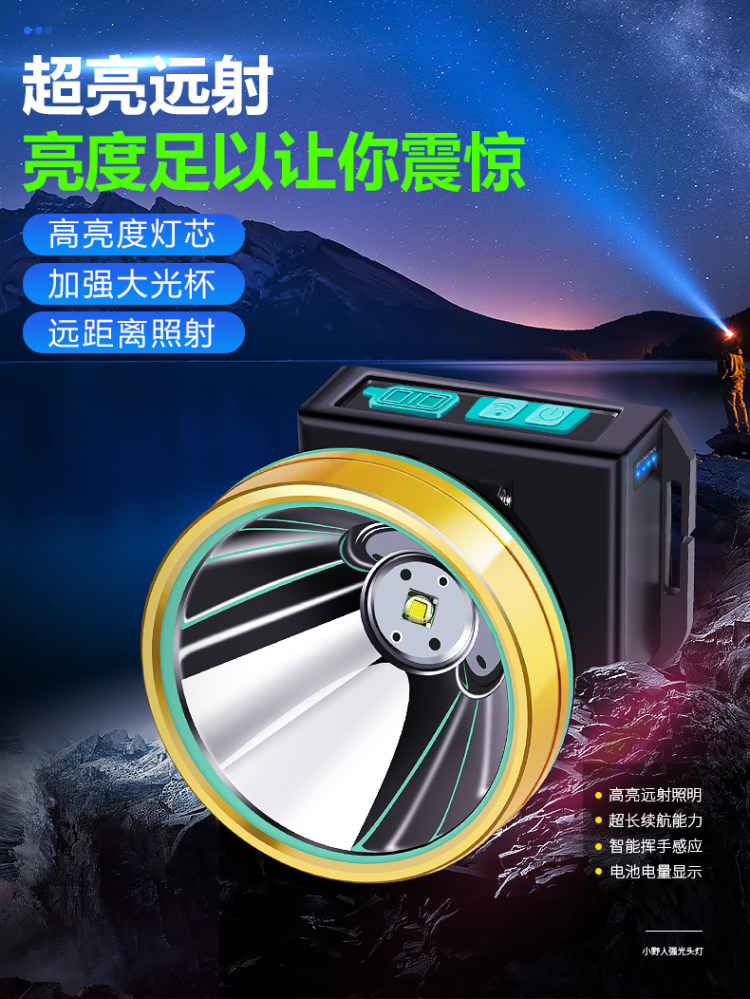 充电式 小野人LED强光头灯 图1