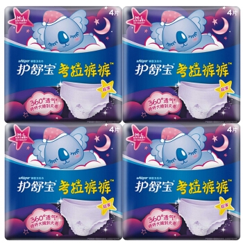 whisper 护舒宝 考拉裤裤 裤型卫生巾 M-L码 4片装 *7件 图1