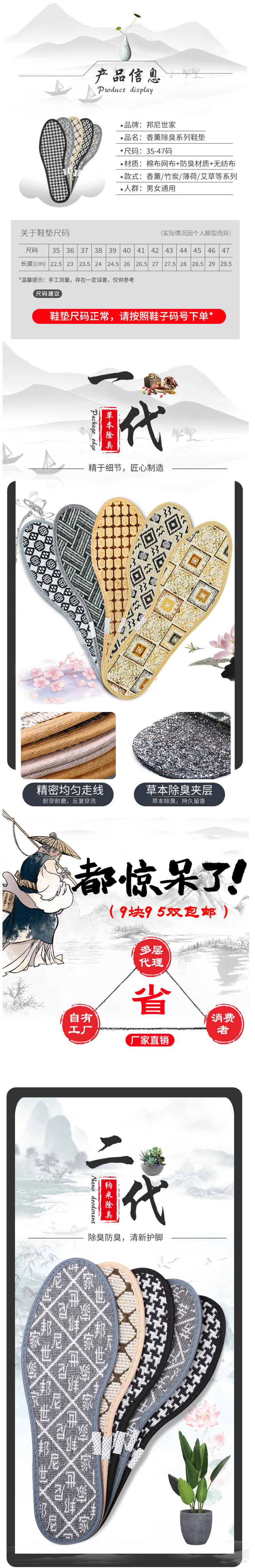 邦尼世家 草本混合款 吸汗防臭鞋垫 5双 图2