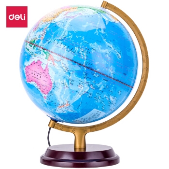 deli 得力 3037 Φ25cm木座金属架发光地球仪 图1