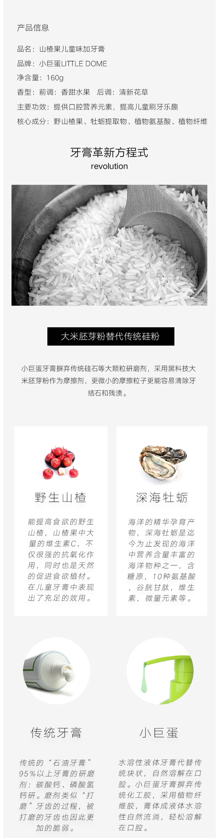 小巨蛋 健齿护龈可吞咽 山楂果无氟水果儿童牙膏 160g FDA认证 图2