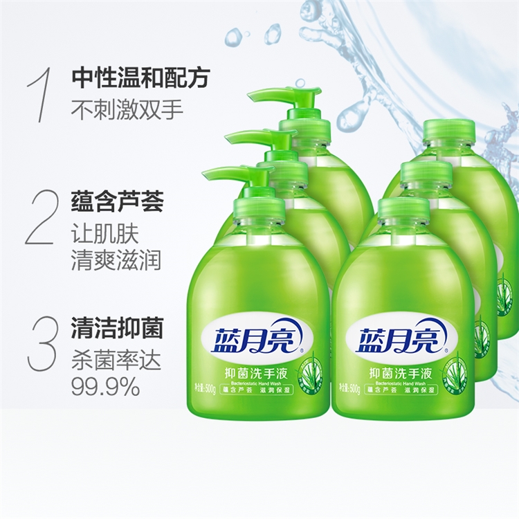 Bluemoon 蓝月亮 芦荟抑菌洗手液套装 （500g×3+补充装500g×3） *2件 图3