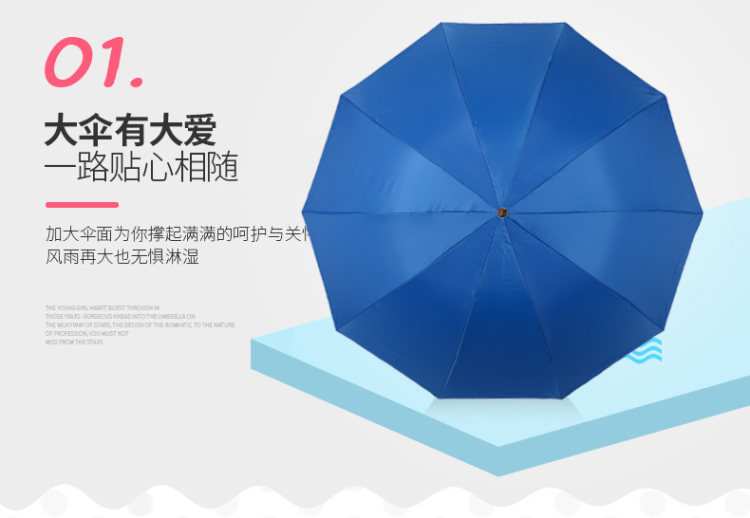 天堂伞 清新银胶三折 晴雨伞 图2