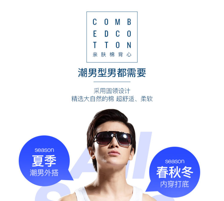 南极人 男士纯棉修身型背心3条 图5