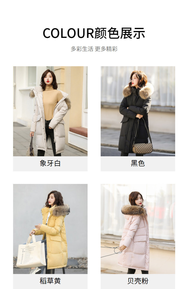 反季促销 高梵 貉毛大毛领 修身连帽羽绒外套 图4