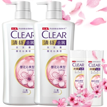 京东PLUS会员： CLEAR 清扬 樱花洗发水 720g*2 +赠樱花露香水润型100g*2 *2件 图1