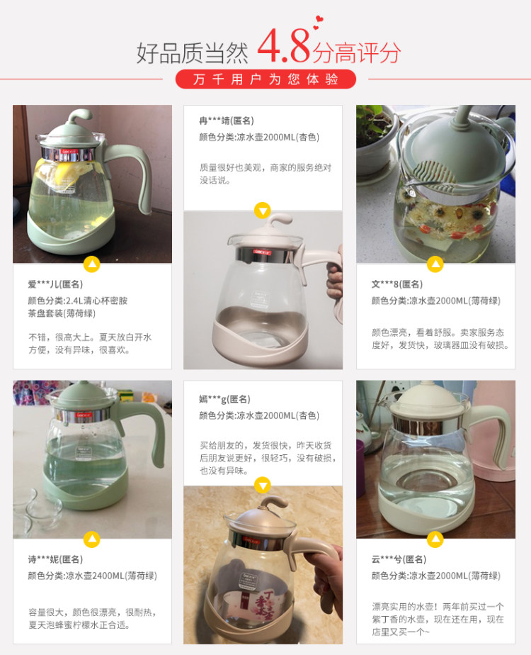 紫丁香 耐热冷水壶玻璃壶 1500ml 图2