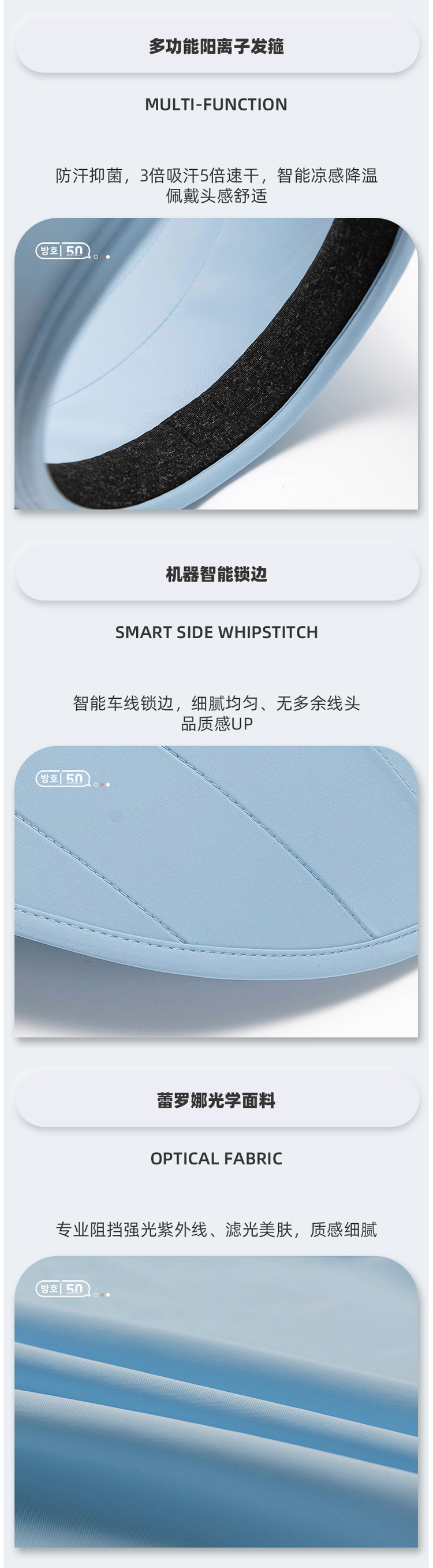 韩国 VVC 20新品 UPF50+防晒 可三折大檐帽夏季遮阳帽 防紫外线99% 图4
