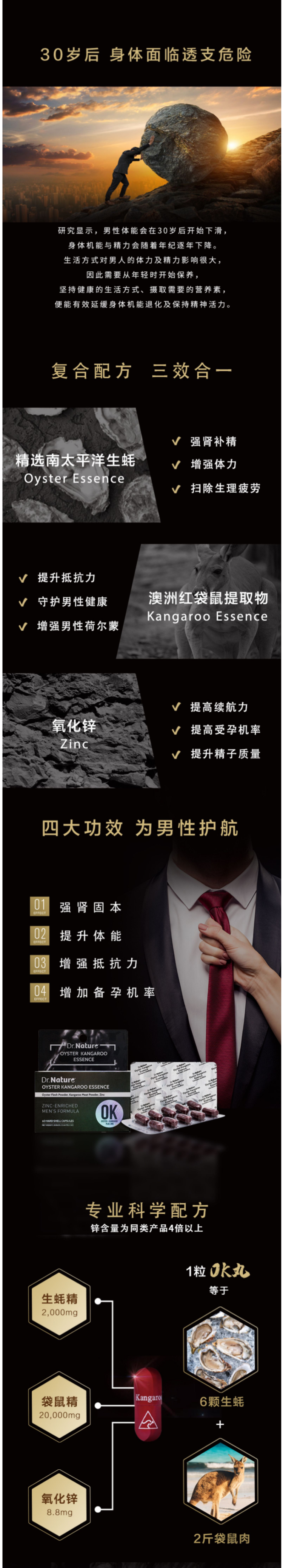 澳洲原产 Dr.Nature 明星产品 含锌生蚝袋鼠精OK丸 60粒 提高精子活力 图2