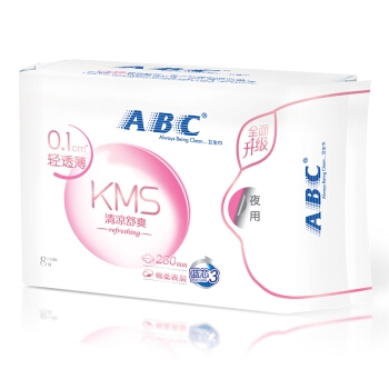 ABC KMS棉柔系列 夜用卫生巾 280mm 8片 *15件 图1
