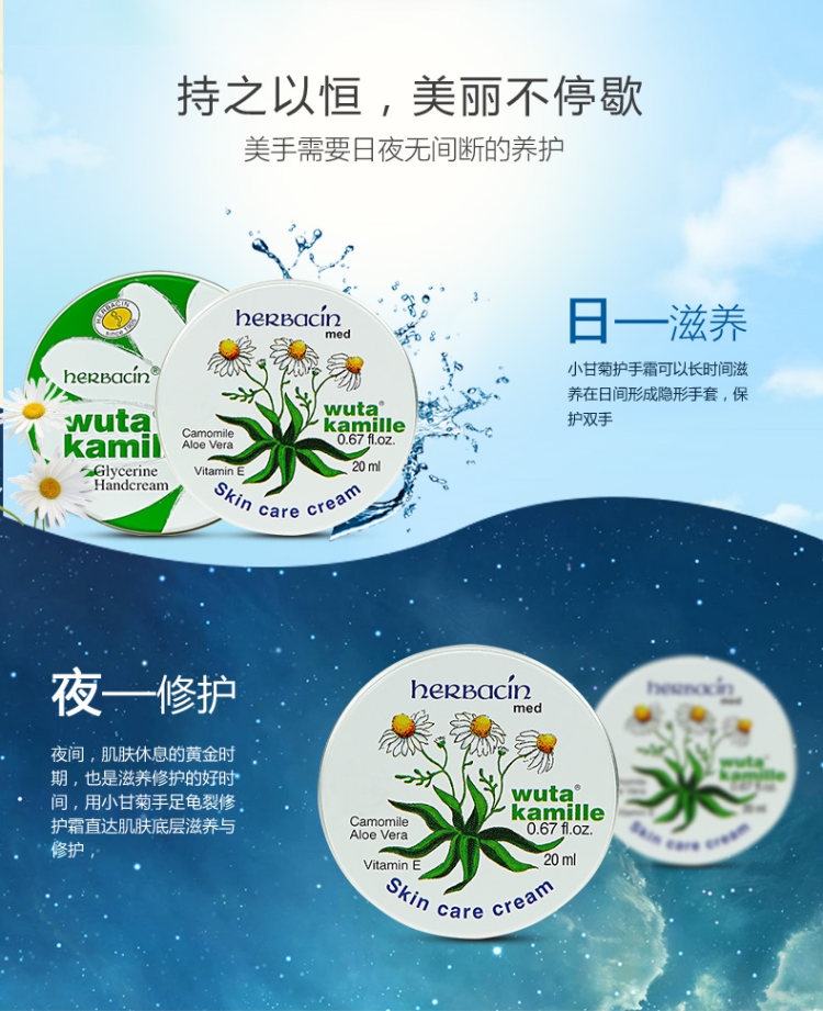 德国原产 小甘菊 手足龟裂修护霜 礼盒装 20ml*4罐 图3