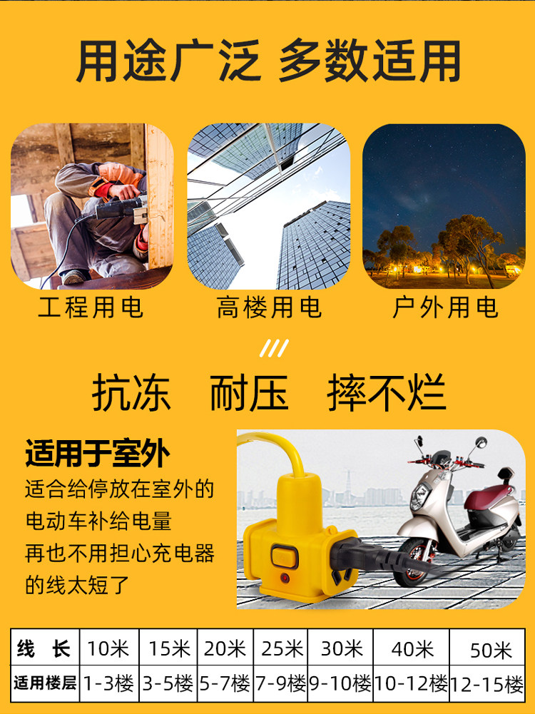 防爆抗冻户外电线电动车排插 2米 图4