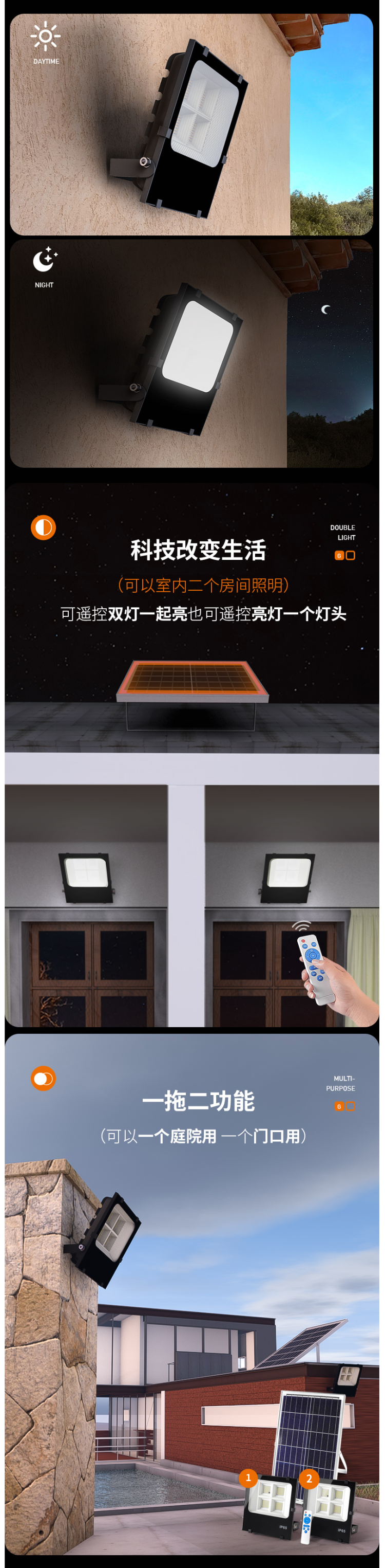 爱德朗 0电费 太阳能庭院感应灯 图7