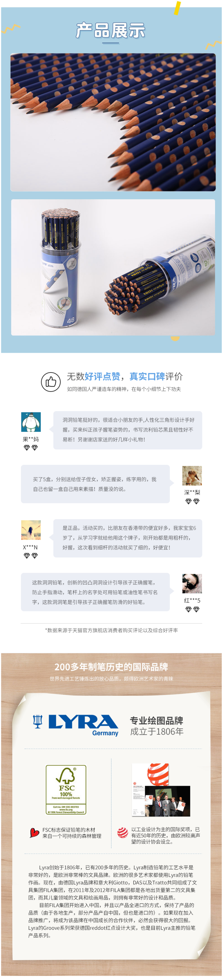 世界最悠久的铅笔制造商 德国 艺雅 LYRA 小学生洞洞铅笔 HB 48支 图4