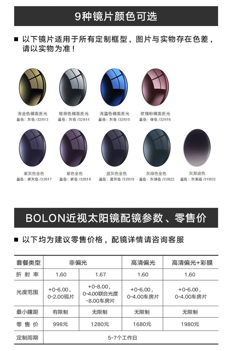 王俊凯同款 暴龙 2019款 多边形镜框 男近视太阳镜 800度以内近视 图8