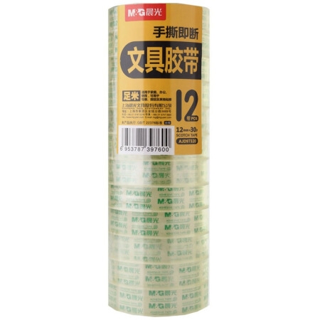 18日0点： M&G 晨光 AJD97320 高透易撕小胶带 12mm30y 12卷装 *10件 图2