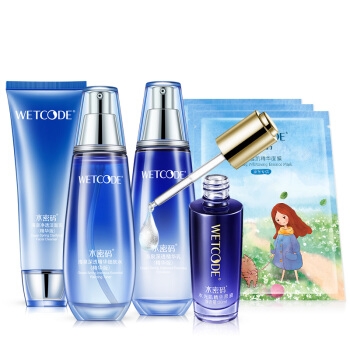 WETCODE 水密码 海泉焕颜精华修护礼盒 (洁面120g+水120ml+乳120ml+精华30ml+面膜3片)赠 眼部精华乳20g 图2