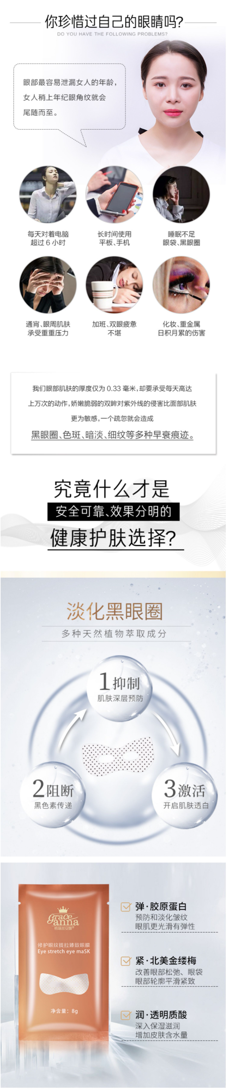 格瑞丝安娜 修护眼纹提拉臻致眼膜 10片 图6