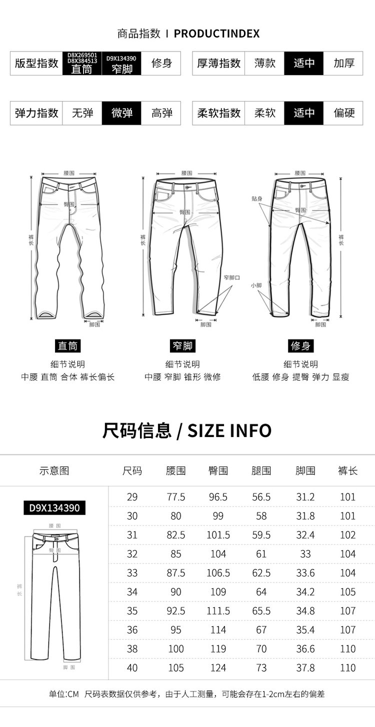 骆驼 男士春秋款 直筒水洗牛仔裤 图7