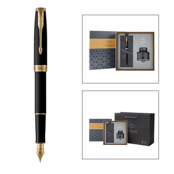 PARKER 派克 新款卓尔礼盒系列 磨砂黑金夹钢笔 墨水礼盒 图2